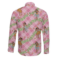 Lokelani Pink Palaka Hula Girls Seamless Hawaii Aloha Family Matching Long Sleeve Bodycon Dress and Hawaiian Shirt LT7 - Polynesian Pride