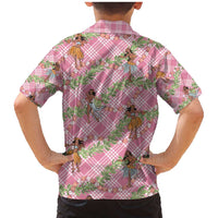 Lokelani Pink Palaka Hula Girls Seamless Hawaii Aloha Family Matching Mermaid Dress and Hawaiian Shirt - Polynesian Pride