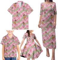 Lokelani Pink Palaka Hula Girls Seamless Hawaii Aloha Family Matching Puletasi and Hawaiian Shirt - Polynesian Pride