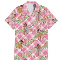 Lokelani Pink Palaka Hula Girls Seamless Hawaii Aloha Family Matching Puletasi and Hawaiian Shirt - Polynesian Pride
