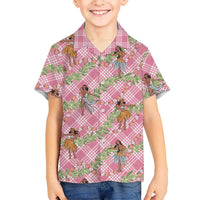 Lokelani Pink Palaka Hula Girls Seamless Hawaii Aloha Family Matching Tank Maxi Dress and Hawaiian Shirt LT7 Son's Shirt Pink - Polynesian Pride