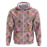 Lokelani Pink Palaka Hula Girls Seamless Hawaii Aloha Hoodie LT7 Zip Hoodie Pink - Polynesian Pride