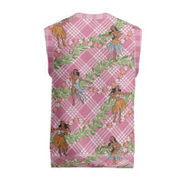 Lokelani Pink Palaka Hula Girls Seamless Hawaii Aloha Christmas Knitted V-Neck Vest - Polynesian Pride