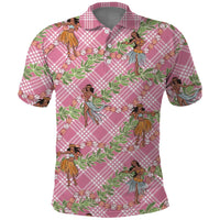 Lokelani Pink Palaka Hula Girls Seamless Hawaii Aloha Polo Shirt - Polynesian Pride