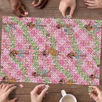 Lokelani Pink Palaka Hula Girls Seamless Hawaii Aloha Puzzle - Polynesian Pride