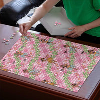 Lokelani Pink Palaka Hula Girls Seamless Hawaii Aloha Puzzle - Polynesian Pride