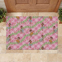 Lokelani Pink Palaka Hula Girls Seamless Hawaii Aloha Rubber Doormat - Polynesian Pride