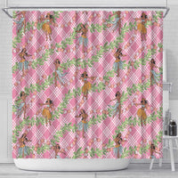 Lokelani Pink Palaka Hula Girls Seamless Hawaii Aloha Shower Curtain - Polynesian Pride