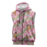 Lokelani Pink Palaka Hula Girls Seamless Hawaii Aloha Sleeveless Zip Hoodie - Polynesian Pride
