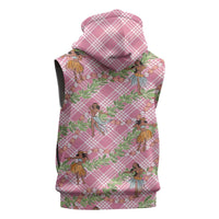Lokelani Pink Palaka Hula Girls Seamless Hawaii Aloha Sleeveless Zip Hoodie - Polynesian Pride