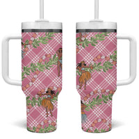 Lokelani Pink Palaka Hula Girls Seamless Hawaii Aloha Tumbler With Handle LT7 One Size: 40 oz Pink - Polynesian Pride