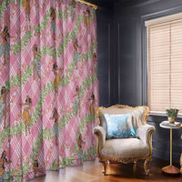 Lokelani Pink Palaka Hula Girls Seamless Hawaii Aloha Window Curtain - Polynesian Pride