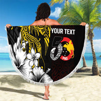 Personalized Papua New Guinea 50th Independence Anniversary Beach Blanket Oro Tapa Mix Plumeria