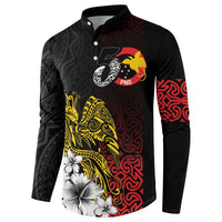 Personalized Papua New Guinea 50th Independence Anniversary Button Sweatshirt Oro Tapa Mix Plumeria