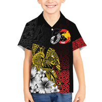 Personalized Papua New Guinea 50th Independence Anniversary Family Matching Tank Maxi Dress and Hawaiian Shirt Oro Tapa Mix Plumeria