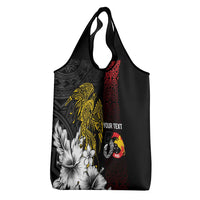 Personalized Papua New Guinea 50th Independence Anniversary Grocery Bag Oro Tapa Mix Plumeria