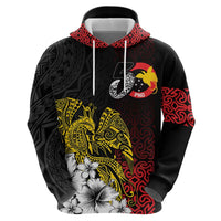 Personalized Papua New Guinea 50th Independence Anniversary Hoodie Oro Tapa Mix Plumeria