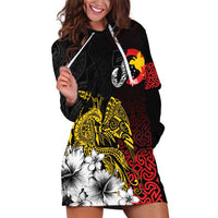 Personalized Papua New Guinea 50th Independence Anniversary Hoodie Dress Oro Tapa Mix Plumeria