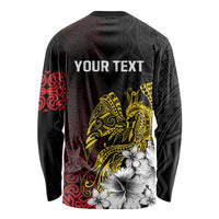 Personalized Papua New Guinea 50th Independence Anniversary Long Sleeve Shirt Oro Tapa Mix Plumeria