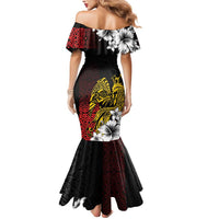 Personalized Papua New Guinea 50th Independence Anniversary Mermaid Dress Oro Tapa Mix Plumeria