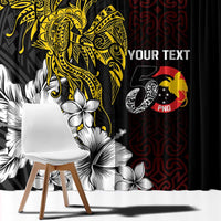 Personalized Papua New Guinea 50th Independence Anniversary Window Curtain Oro Tapa Mix Plumeria
