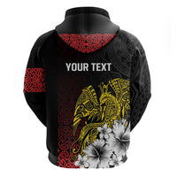 Personalized Papua New Guinea 50th Independence Anniversary Zip Hoodie Oro Tapa Mix Plumeria