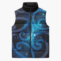 New Zealand Maori Matariki Sleeveless Puffer Jacket Galaxy Kowhaiwhai