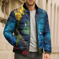 Tui Bird New Zealand Starry Sky Bomber Puffer Jacket Maori Koru