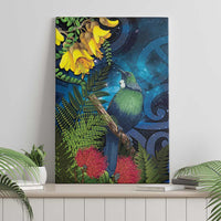 Tui Bird New Zealand Starry Sky Canvas Wall Art Maori Koru