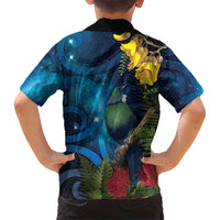 Tui Bird New Zealand Starry Sky Family Matching Long Sleeve Bodycon Dress and Hawaiian Shirt Maori Koru LT7 - Polynesian Pride