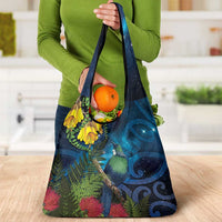 Tui Bird New Zealand Starry Sky Grocery Bag Maori Koru