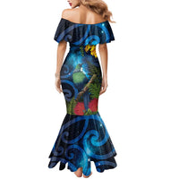 Tui Bird New Zealand Starry Sky Mermaid Dress Maori Koru