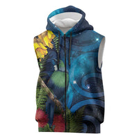 Tui Bird New Zealand Starry Sky Sleeveless Zip Hoodie Maori Koru