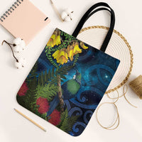Tui Bird New Zealand Starry Sky Tote Bag Maori Koru