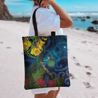 Tui Bird New Zealand Starry Sky Tote Bag Maori Koru