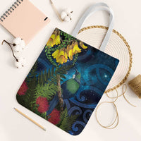 Tui Bird New Zealand Starry Sky Tote Bag Maori Koru