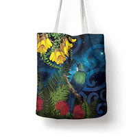 Tui Bird New Zealand Starry Sky Tote Bag Maori Koru