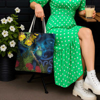 Tui Bird New Zealand Starry Sky Tote Bag Maori Koru