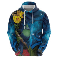 Tui Bird New Zealand Starry Sky Zip Hoodie Maori Koru LT7 - Polynesian Pride