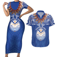Yokwe Marshall Islands Personalized Couples Matching Short Sleeve Bodycon Dress and Hawaiian Shirt Jemenei Day - Seashell Necklace