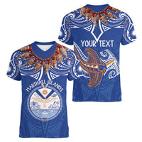 Yokwe Marshall Islands Personalized Women V-Neck T-Shirt Jemenei Day - Seashell Necklace