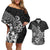 Polynesia Couples Matching Off Shoulder Short Dress and Hawaiian Shirt Plumeria Black Curves LT7 Black - Polynesian Pride