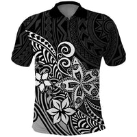 Polynesia Polo Shirt Plumeria Black Curves LT7 Black - Polynesian Pride