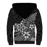 Polynesia Sherpa Hoodie Plumeria Black Curves LT7 - Polynesian Pride