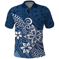 Polynesia Polo Shirt Plumeria Blue Curves LT7 Blue - Polynesian Pride