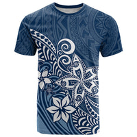 Polynesia T Shirt Plumeria Blue Curves LT7 Blue - Polynesian Pride