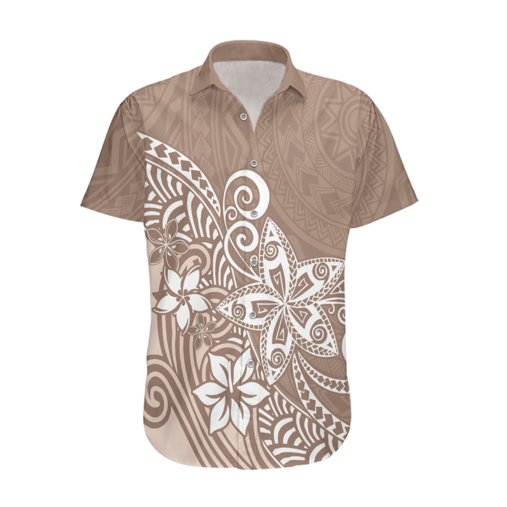 Polynesia Hawaiian Shirt Plumeria Beige Curves LT7 Beige - Polynesian Pride