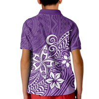Polynesia Kid Polo Shirt Plumeria Purple Curves LT7 - Polynesian Pride