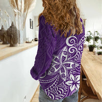 Polynesia Women Casual Shirt Plumeria Purple Curves LT7 - Polynesian Pride