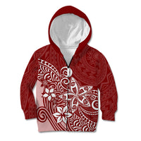 Polynesia Kid Hoodie Plumeria Red Curves LT7 Zip Hoodie Red - Polynesian Pride